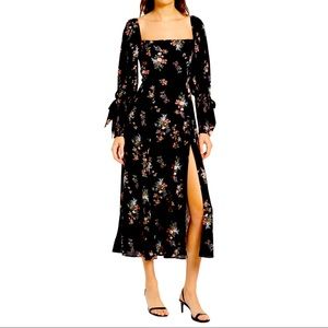 Reformation Black Floral Midi Dress